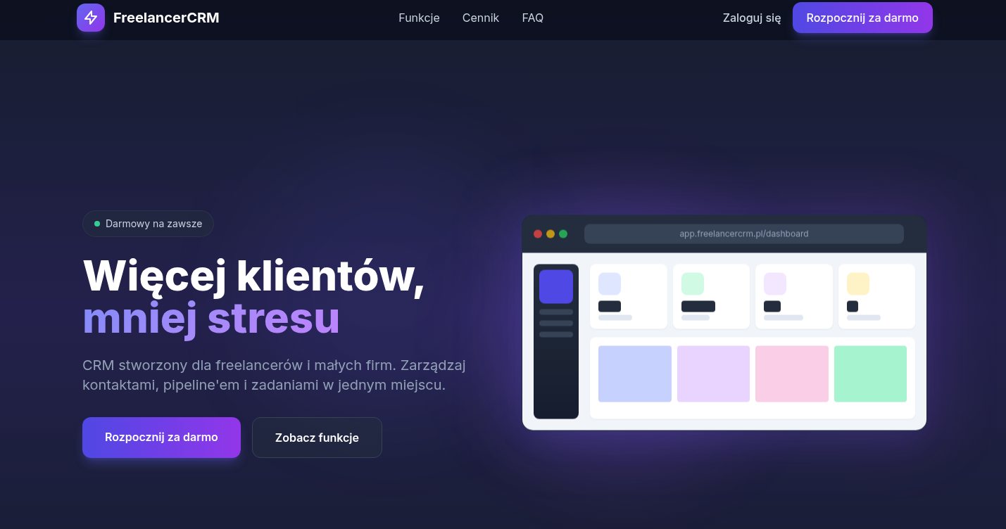 Kompletny CRM dla freelancerów.